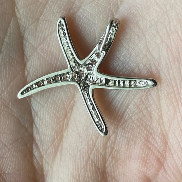 Sterling Silver Diamond Accented Starfish Necklace Charm - Picture 7 of 9
